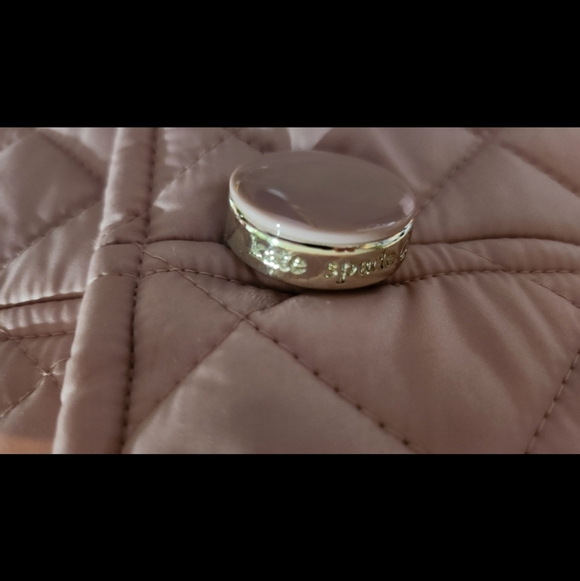 Kate Spade Pink Big Bow Rose Quilted, Lined Coat 13" deep pockets Size Large - Picture 5 of 10